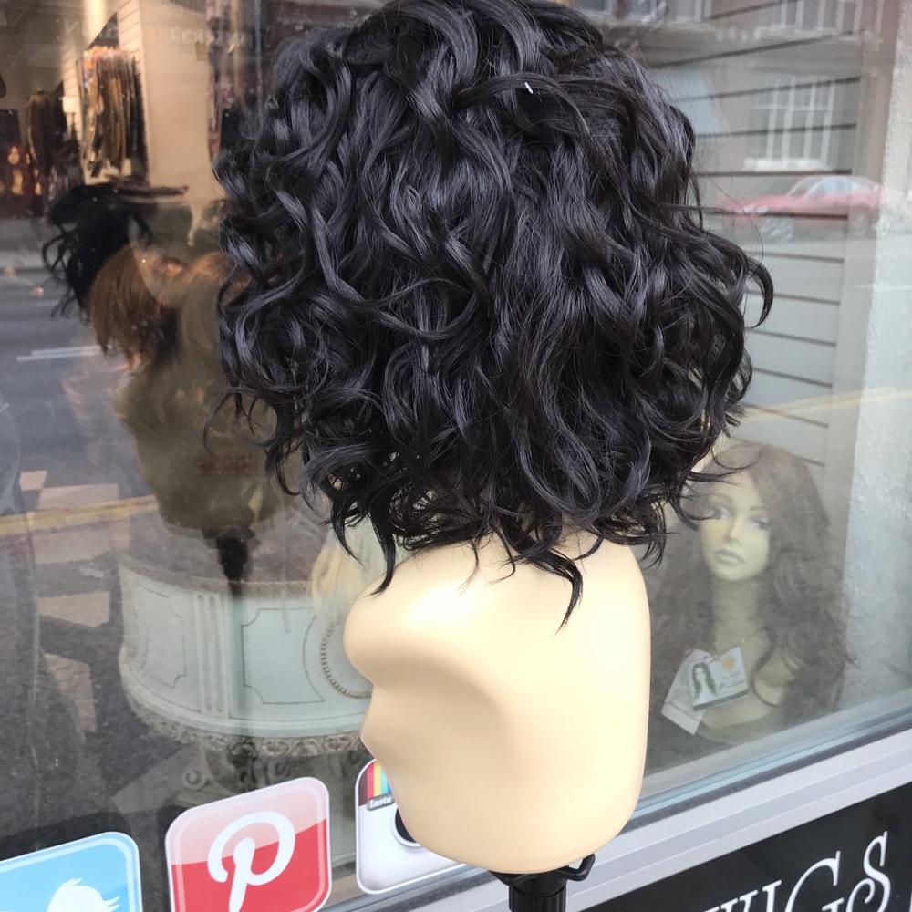 Wig DARK BROWN Swisslace Fulllace Curly fulllace - Picture 4 of 8